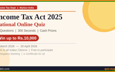 आयकर अधिनियम 2025 क्विज: MyGov पर 10 सवाल सही करें, जीतें ₹10,000 नकद पुरस्कार