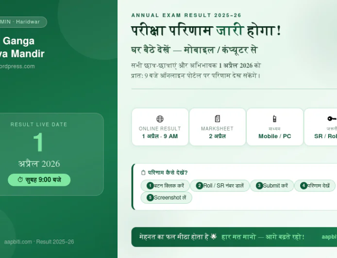 ज्ञान गंगा विद्या मंदिर परीक्षा परिणाम 2025-26 -1 अप्रैल  सुबह 9 बजे होगा जारी