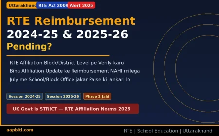 Uttarakhand RTE Reimbursement 2024-25 2025-26 Pending Affiliation Update Block Verification Hindi Aapbiti
