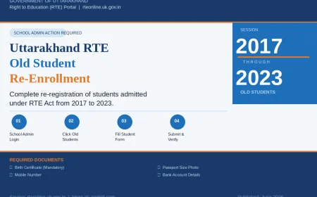 Uttarakhand RTE Old Student Registration 2017 to 2023 - School Admin Complete Guide on rteonline.uk.gov.in