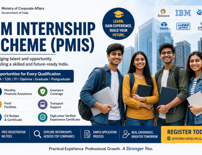 PMIS 2026 की पूरी जानकारी — पात्रता, पंजीकरण, ई-केवाईसी, आवेदन प्रक्रिया। 10वीं, 12वीं पास, प्राइवेट छात्र और स्नातक अंतिम वर्ष — सभी के लिए।
