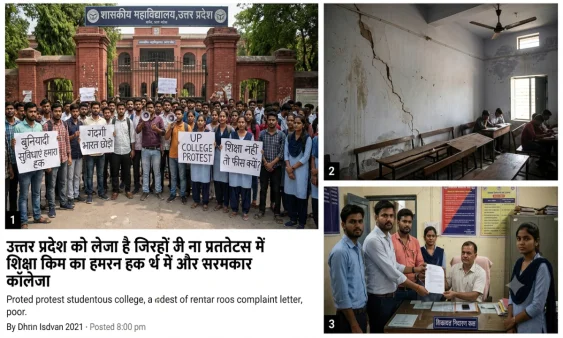 Broken furniture and bad wiring in college classroom या क्लासरूम में टूटा फर्नीचर और बदहाल बिजली व्यवस्था