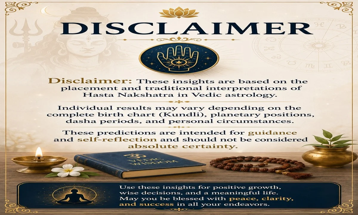 Hasta Nakshatra Astrology Predictions Disclaimer