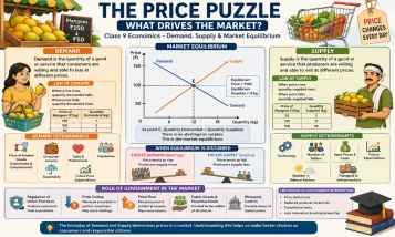 NCERT Class 9 Economics Chapter 9 The Price Puzzle Demand and Supply Graph Explanation in Hindi