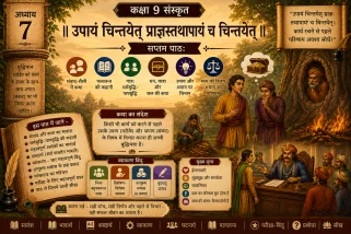 'उपायं चिन्तयेत्' पाठ हमें किसी भी कार्य के उपाय और संकट दोनों पर विचार करना सिखाता है। जानिए इस कथा का हिंदी अर्थ, व्याकरण (समास/प्रत्यय) और परीक्षा-उपयोगी प्रश्न-उत्तर सरल भाषा में।