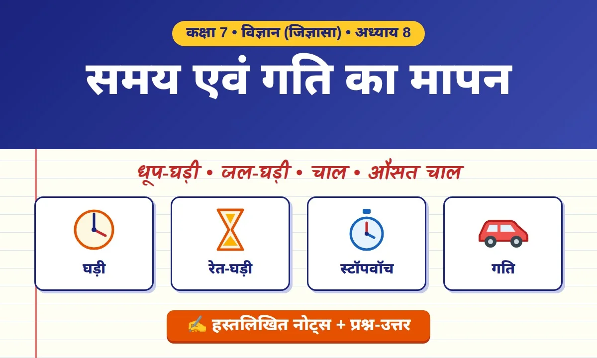 Title: कक्षा 7 विज्ञान अध्याय 8 नोट्स: समय एवं गति का मापन (हस्तलिखित नोट्स + NCERT प्रश्न-उत्तर)