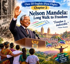Study notes and summary for Class 10 English First Flight Chapter 2 Nelson Mandela Long Walk to Freedom including textbook question answers and grammar solutions.